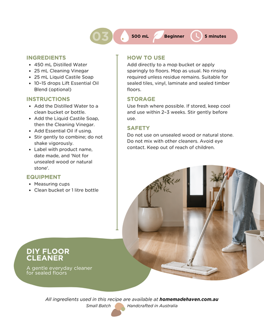 DIY Floor Cleaner Recipe Card