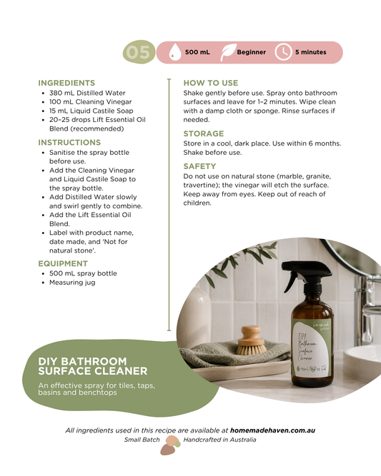 DIY Bathroom Surface Cleaner Recipe Card