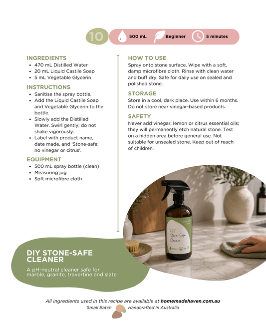 DIY Stone Safe Cleaner Recipe Card
