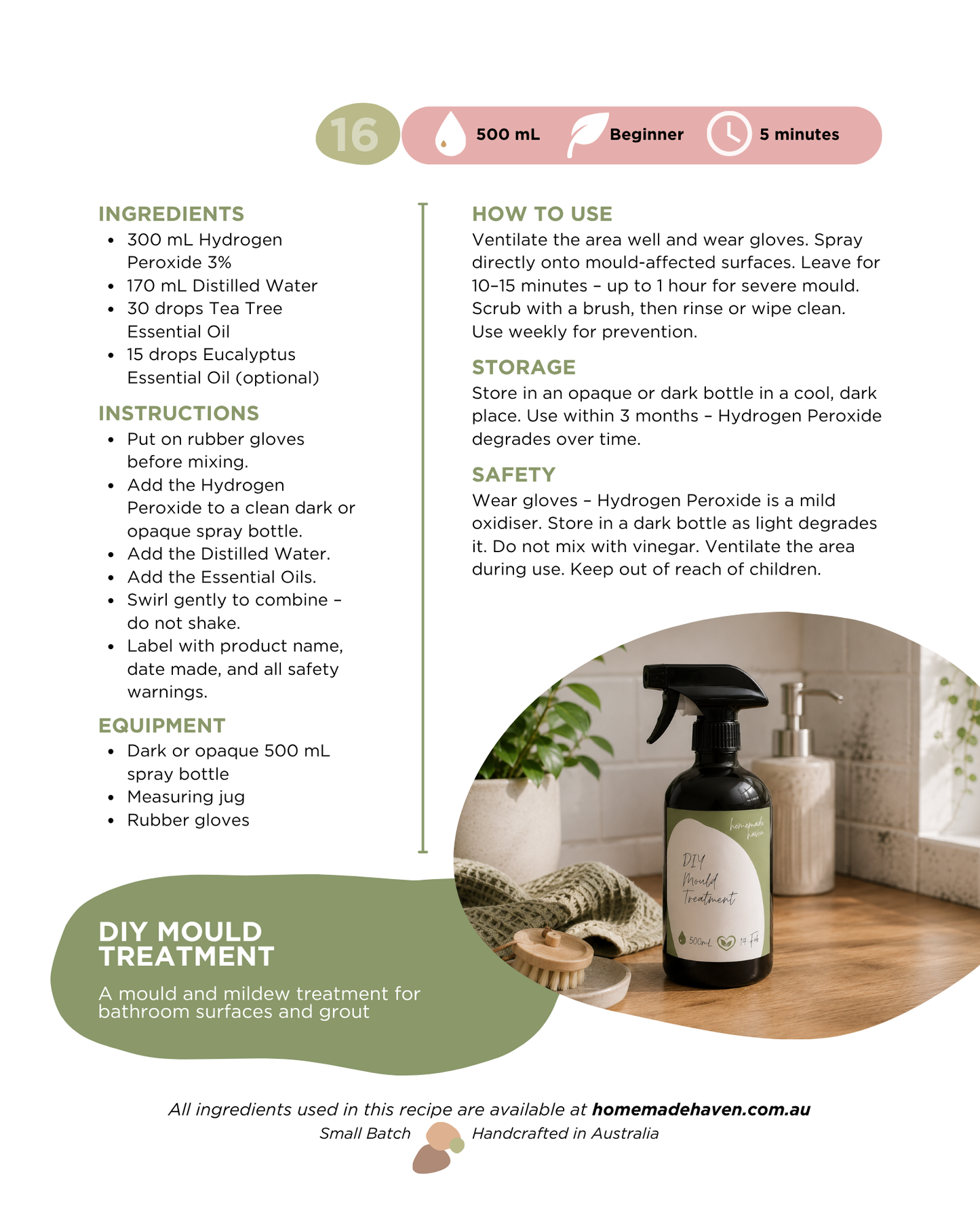 DIY Mould Treatment Recipe Card