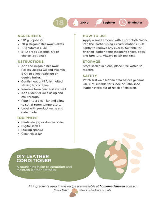 DIY Leather Conditioner Recipe Card
