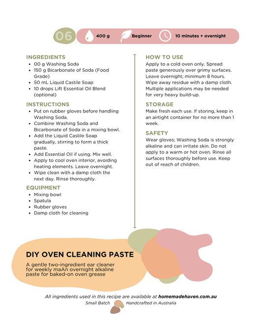 DIY Oven Cleaning Paste Recipe Card
