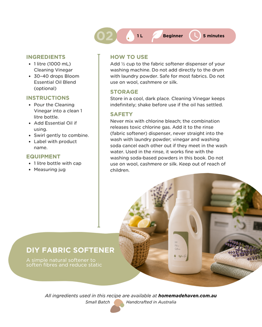 DIY Fabric Softener Recipe Card