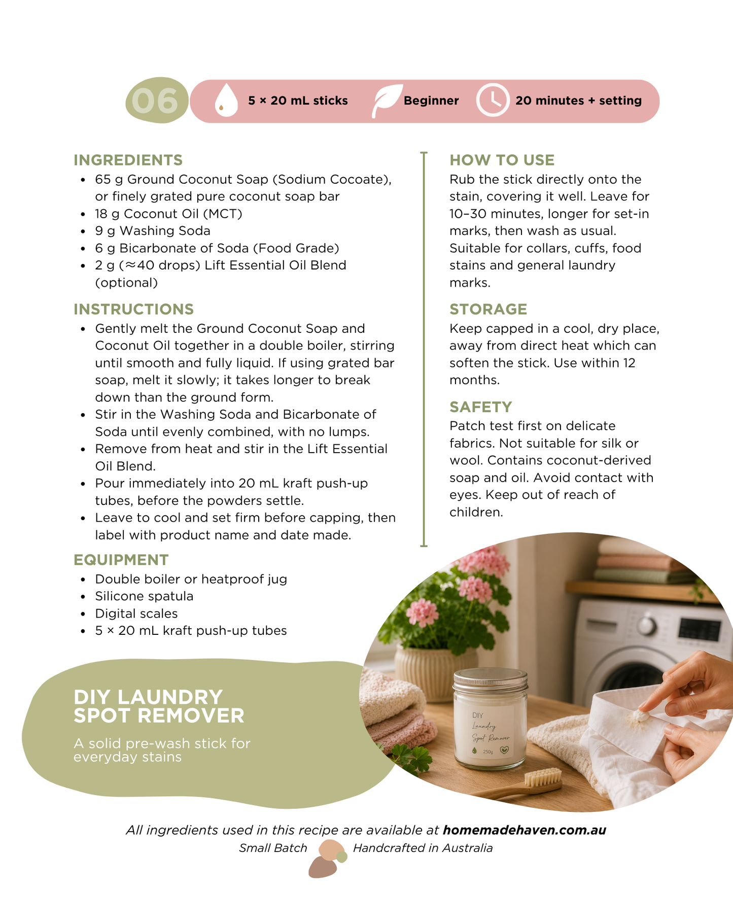 DIY Laundry Spot Remover Recipe Card