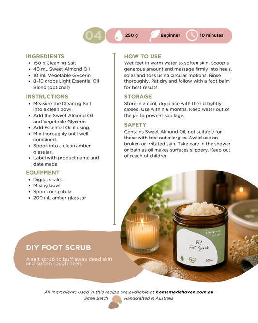 DIY Foot Scrub Recipe Card