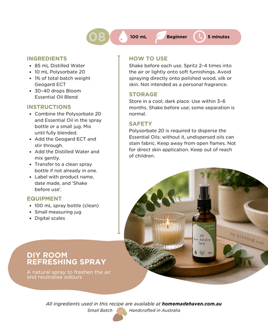 DIY Room Refreshing Spray Recipe Card