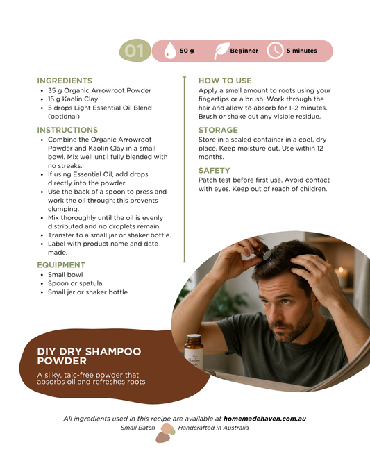 DIY Dry Shampoo Powder Recipe Card