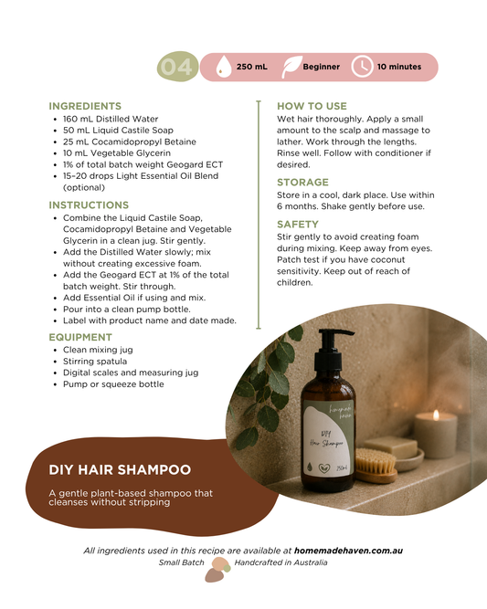 DIY Hair Shampoo Recipe Card