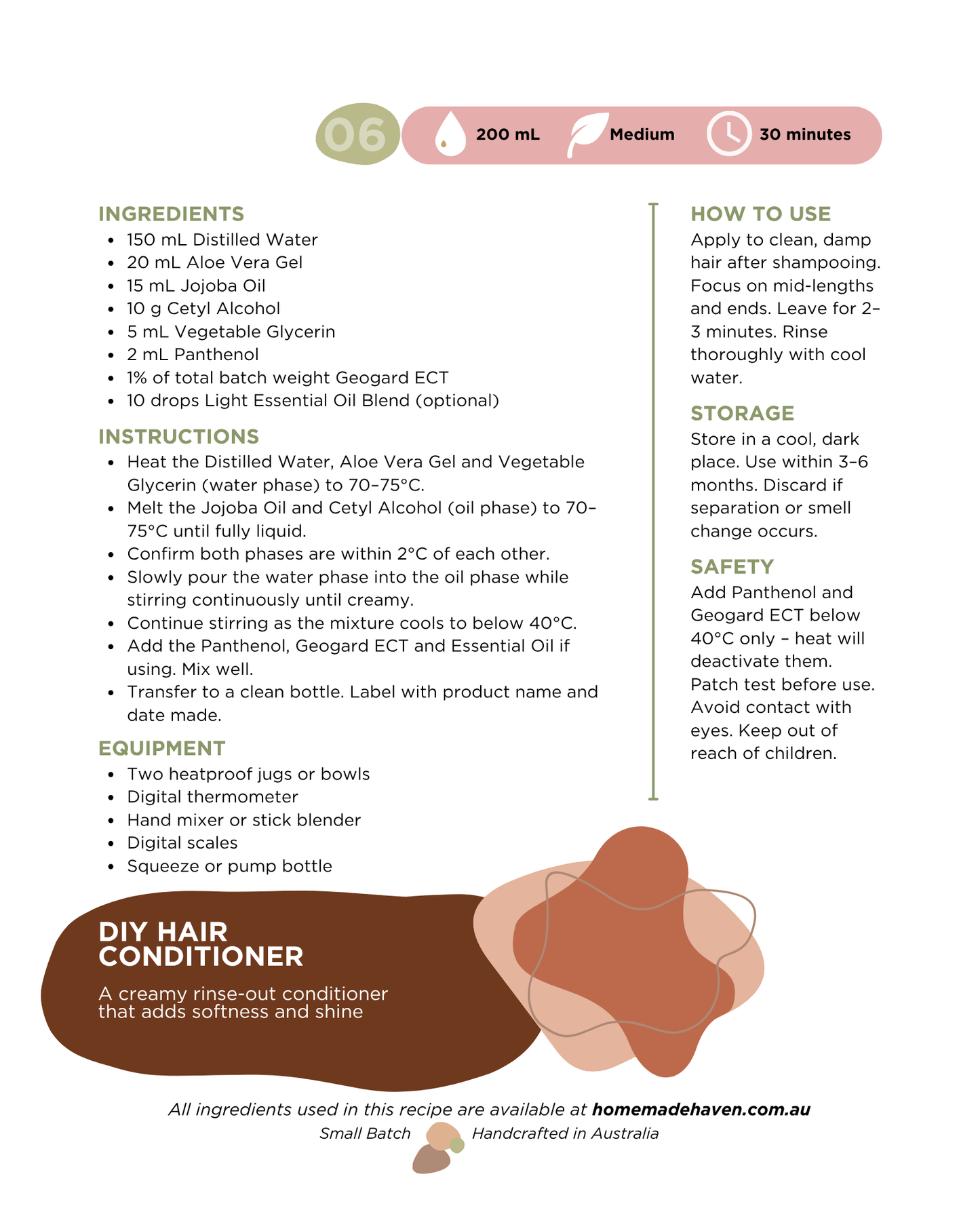 DIY Hair Conditioner Recipe Card