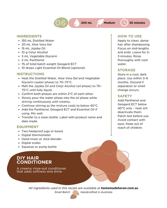 DIY Hair Conditioner Recipe Card