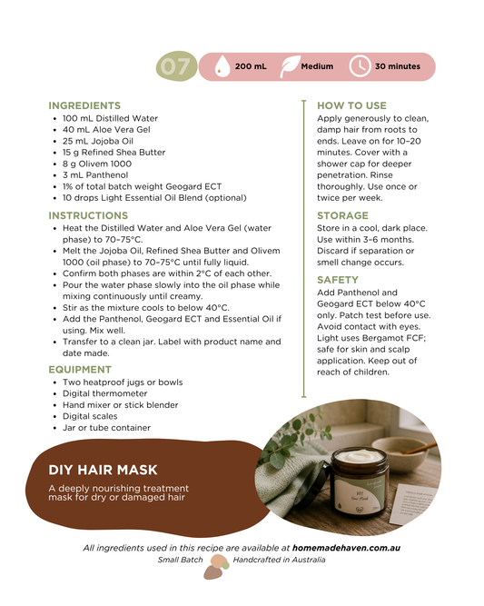 DIY Hair Mask Recipe Card
