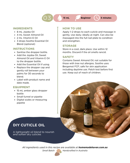 DIY Cuticle Oil Recipe Card