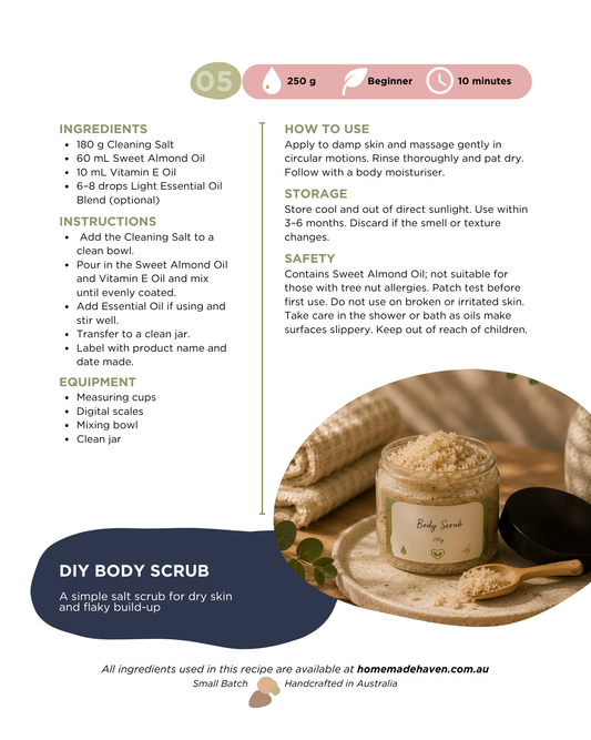 DIY Body Scrub Recipe Card