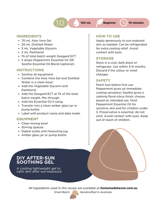DIY After-Sun Soothing Gel Recipe Card