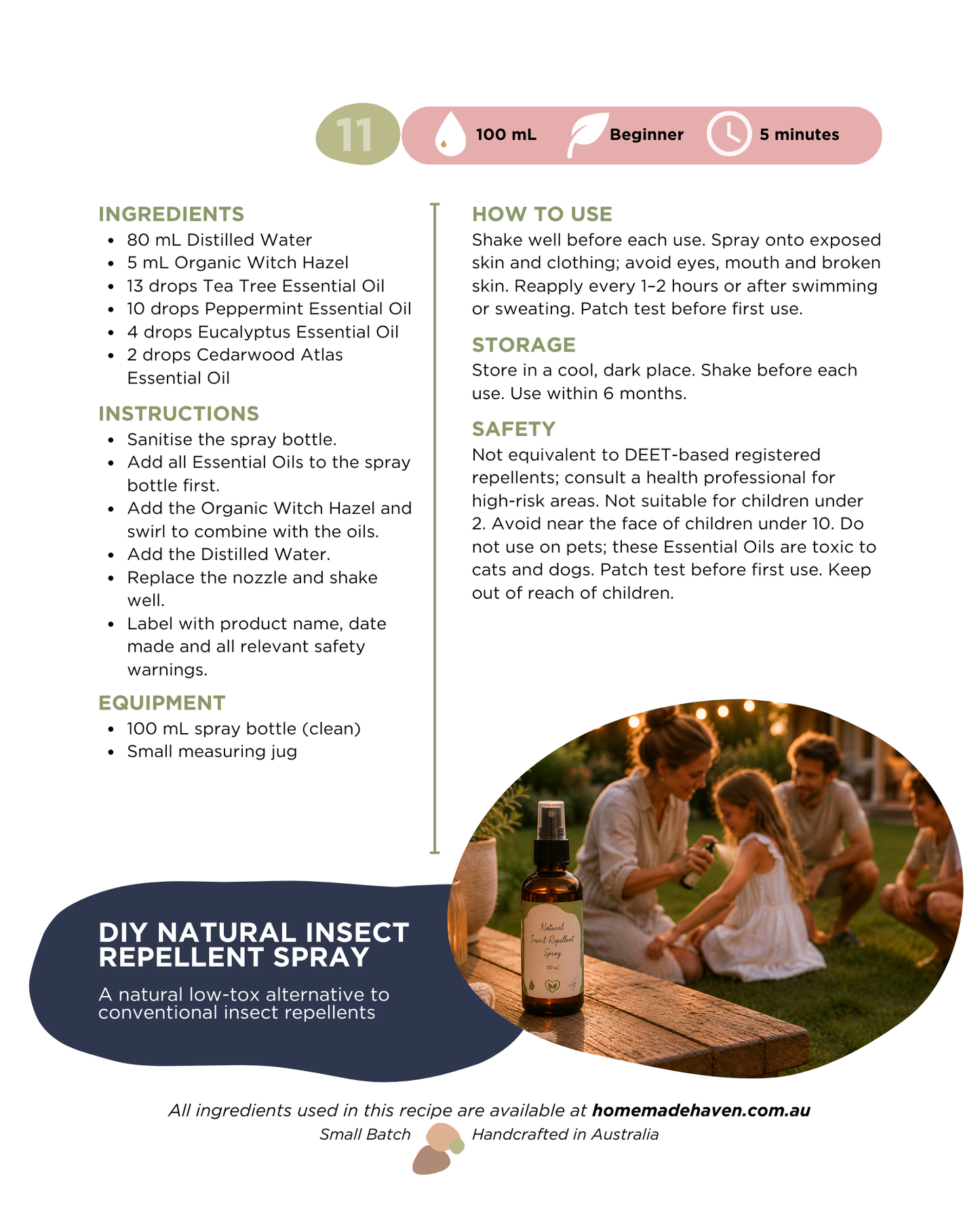 DIY Natural Insect Repellent Recipe Card