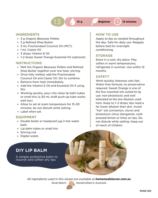 DIY Lip Balm Recipe Card