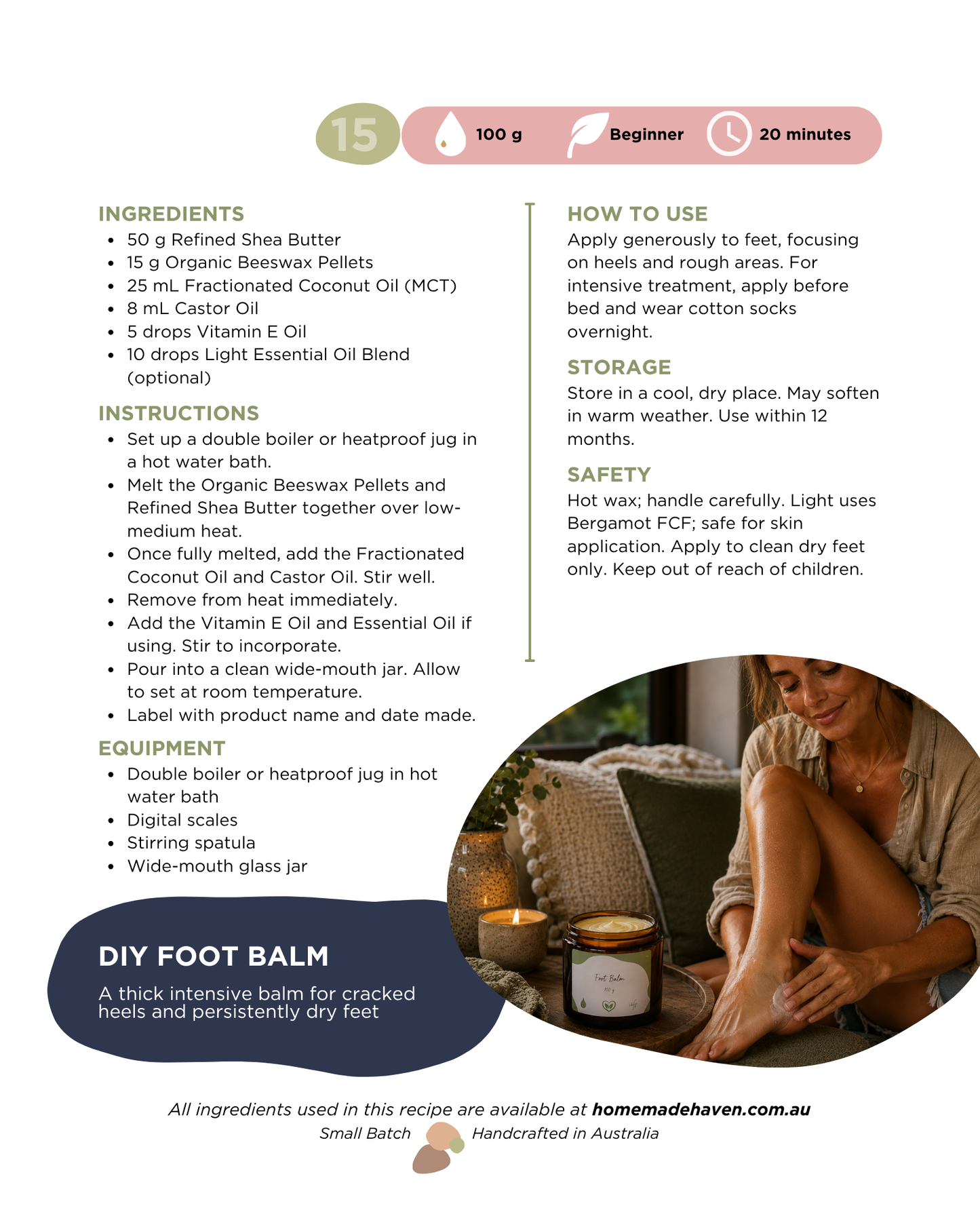 DIY Foot Balm Recipe Card