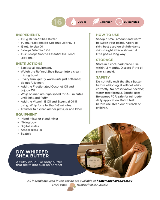 DIY Whipped Shea Butter Recipe Card