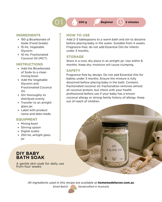 DIY Baby Bath Soak Recipe Card