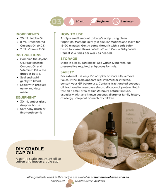 DIY Cradle Cap Oil Recipe Card