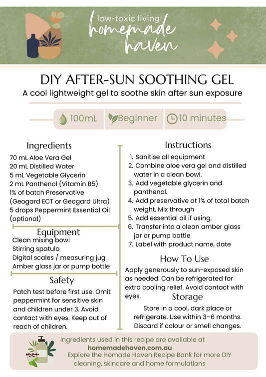 DIY After-Sun Soothing Gel Recipe Card
