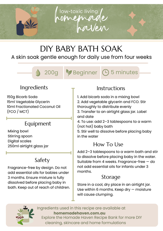 DIY Baby Bath Soak Recipe Card