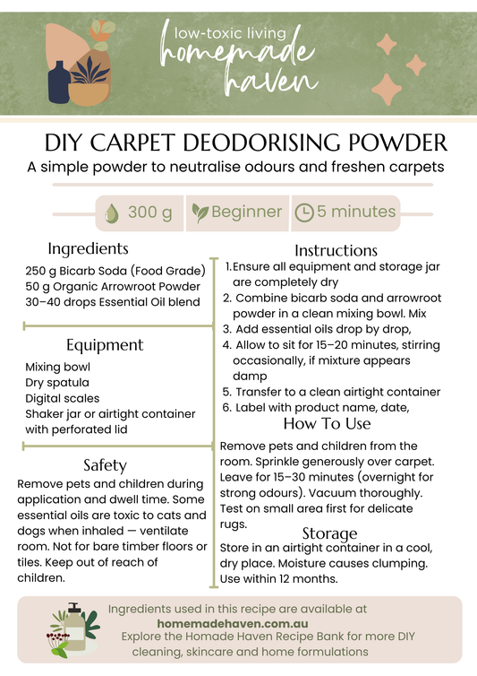 DIY Carpet Deodoriser Powder Recipe Card