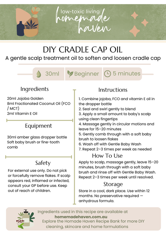DIY Cradle Cap Oil Recipe Card