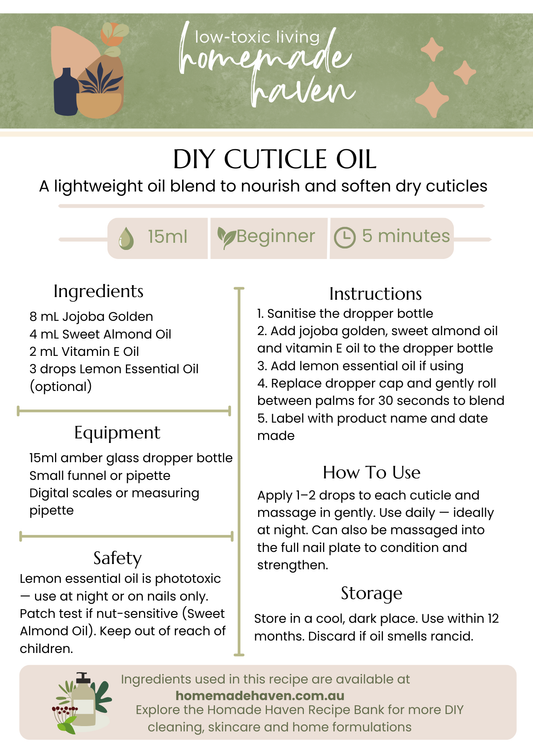 DIY Cuticle Oil Recipe Card