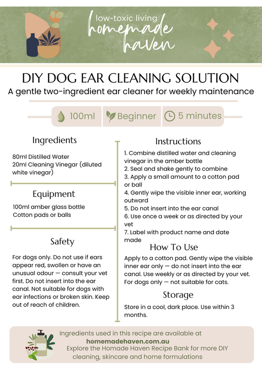 DIY Dog Ear Cleaning Solution Recipe Card