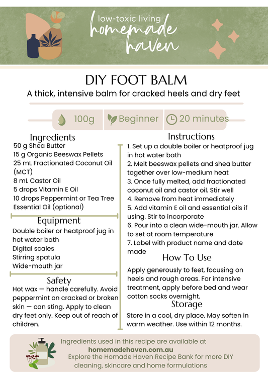 DIY Foot Balm Recipe Card