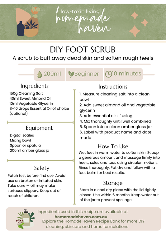 DIY Foot Scrub Recipe Card