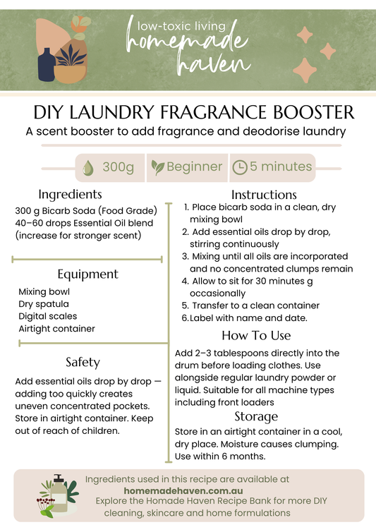 DIY Laundry Fragrance Booster Recipe Card