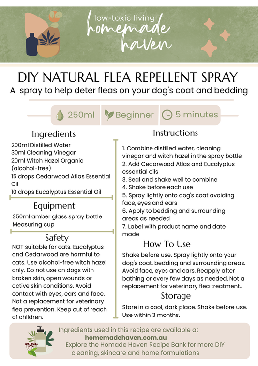 DIY Natural Flea Repellent Spray Recipe Card