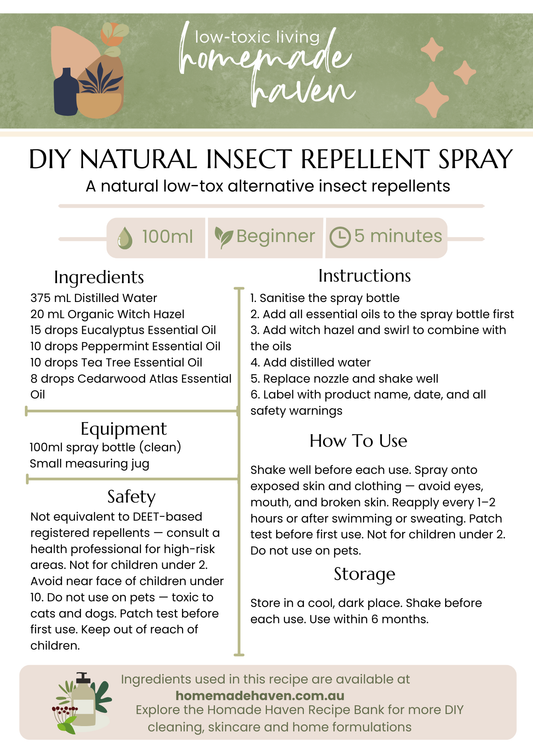 DIY Natural Insect Repellent Recipe Card