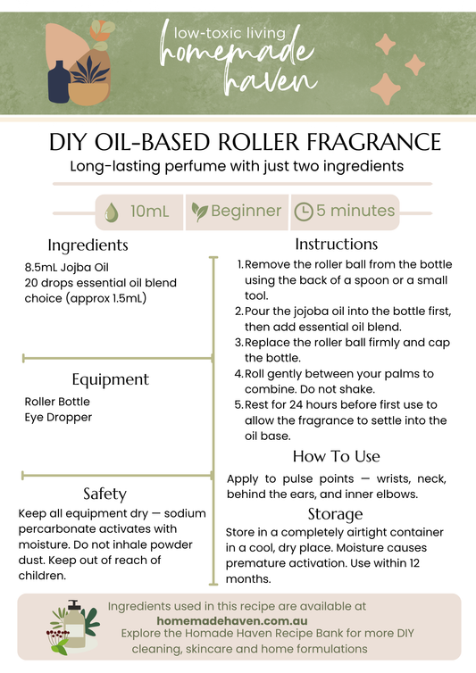 DIY Oil-Based Roller Fragrance Recipe Cards