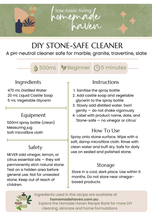 DIY Stone Safe Cleaner Recipe Card