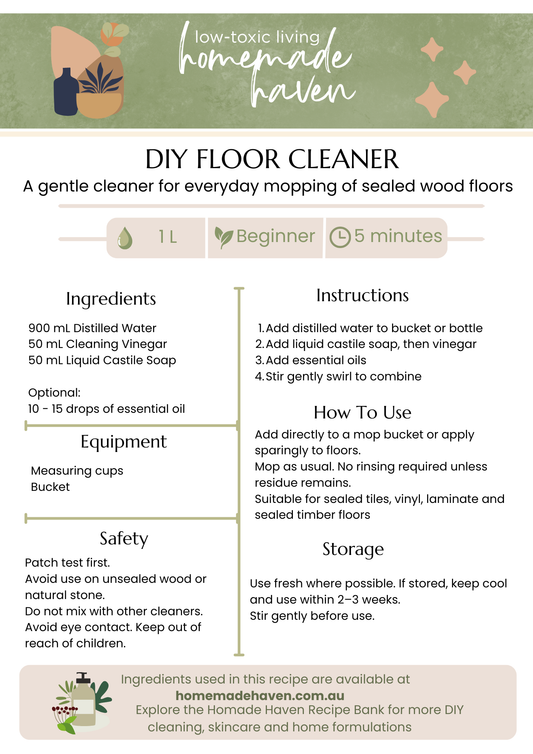 DIY Floor Cleaner Recipe Card
