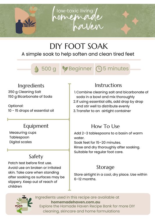 DIY Foot Soak Recipe Card