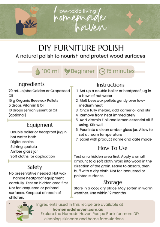 DIY Furniture Polish Recipe Card