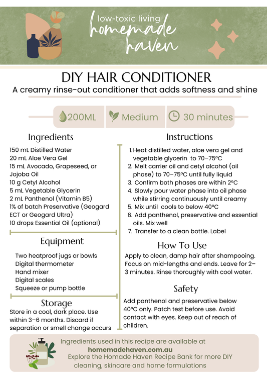 DIY Hair Conditioner Recipe Card