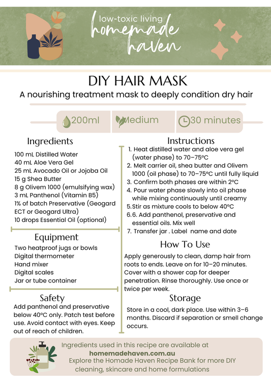 DIY Hair Mask Recipe Card