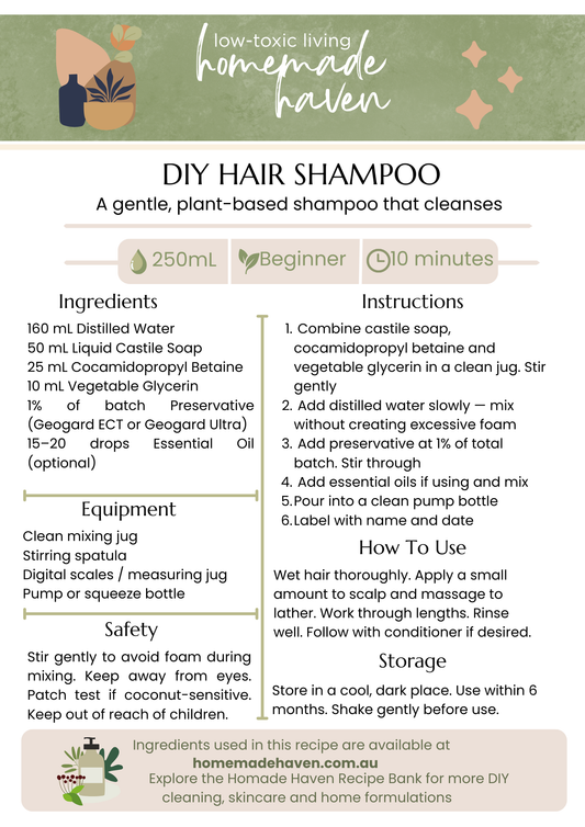 DIY Hair Shampoo Recipe Card