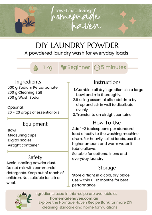 DIY Laundry Powder Recipe Card
