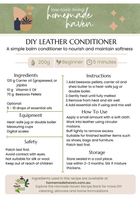 DIY Leather Conditioner Recipe Card