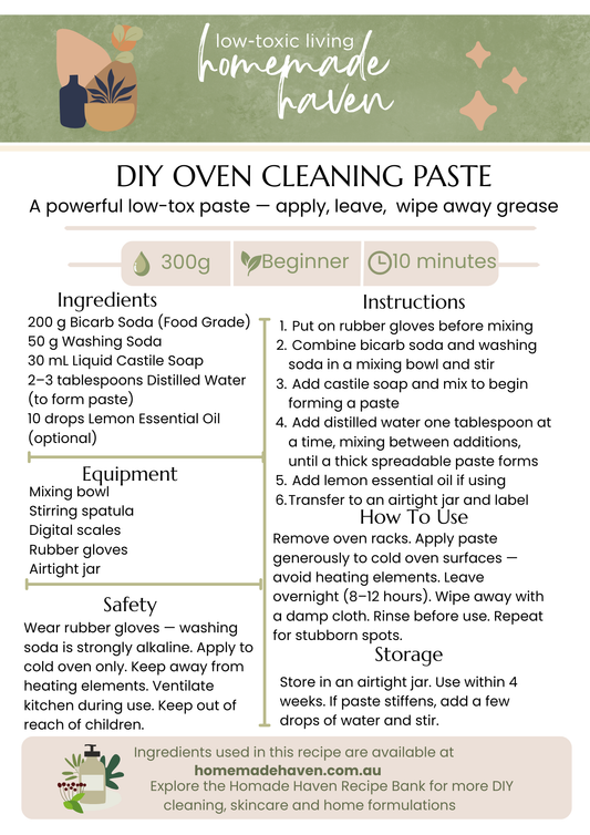 DIY Oven Cleaning Paste Recipe Card