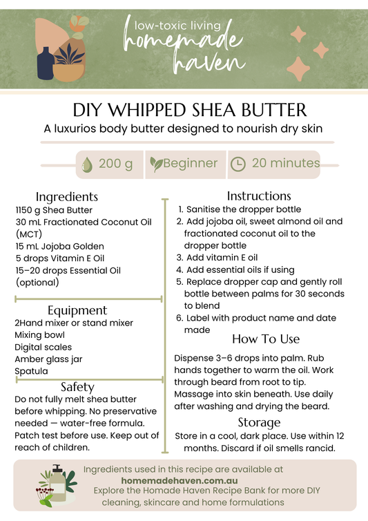 DIY Whipped Shea Butter Recipe Card