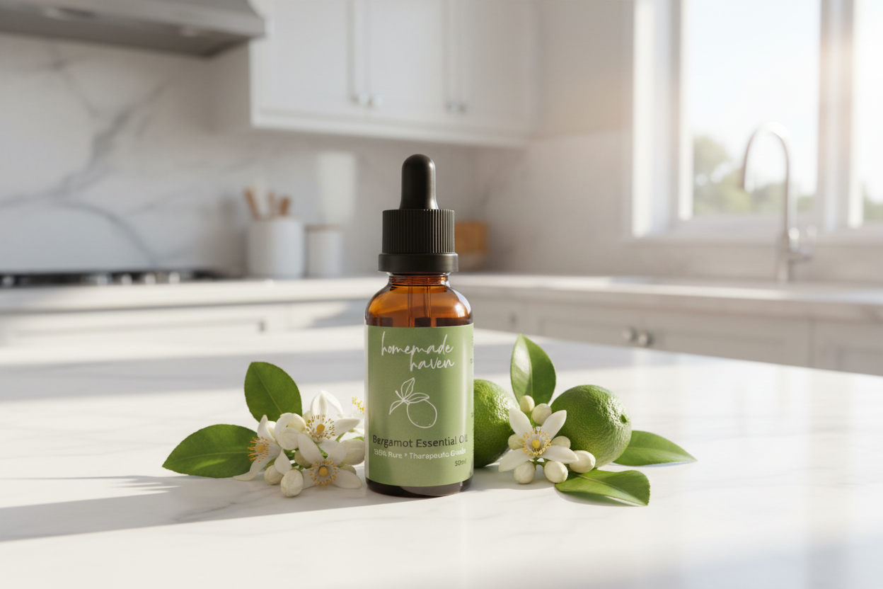 replace the bottle with Homemade Haven Bergamot Essential Oils bottle
